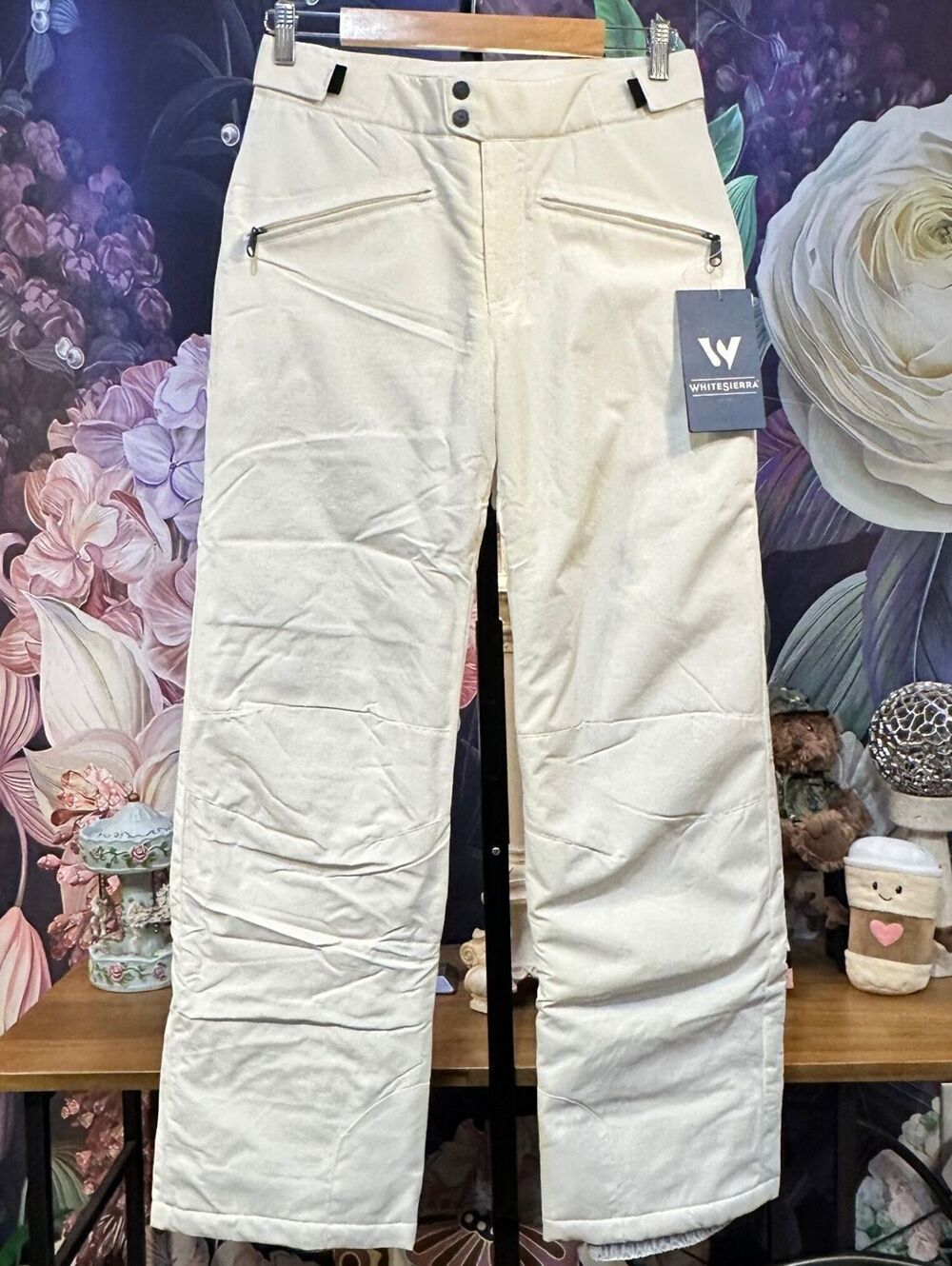 White Sierra S White Ski Snow Pants Waterproof Insulated Straight Leg Zip Pocket